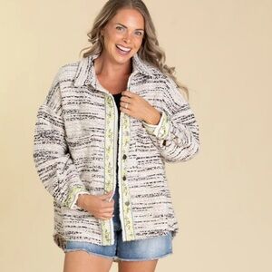 POL tweed button up oversized jacket